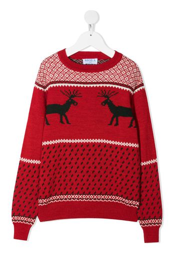 TEEN reindeer-motif intarsia-knit jumper