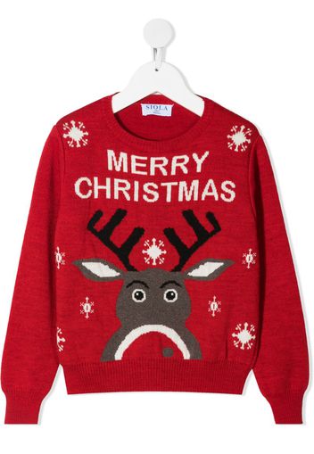 Christmas-motif intarsia-knit jumper