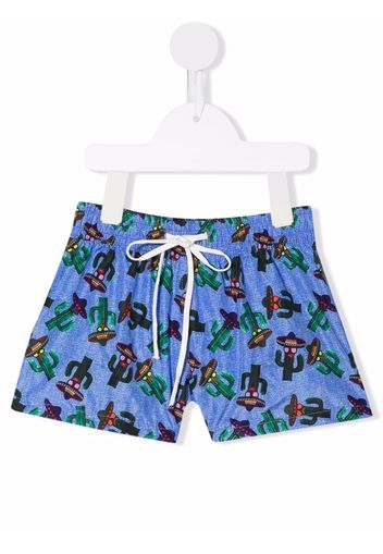 Siola festive-print swim shorts - Blue