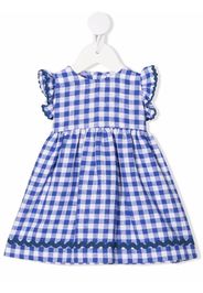 Siola gingham-print ruffle linen dress - Blue