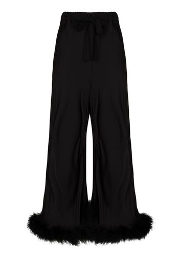 Boudoir feather trim flared trousers