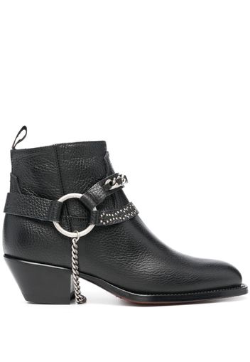 Sonora 50mm chain-embellished leather boots - Black