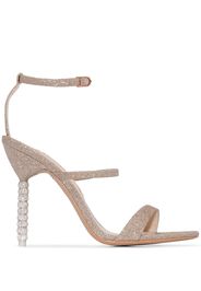 Sophia Webster champagne glitter rosalind 100 leather sandals - Metallic