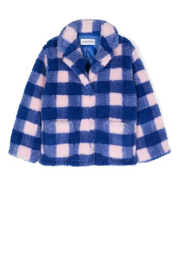 Stand Studio Kids check-pattern single-breasted coat - Blue