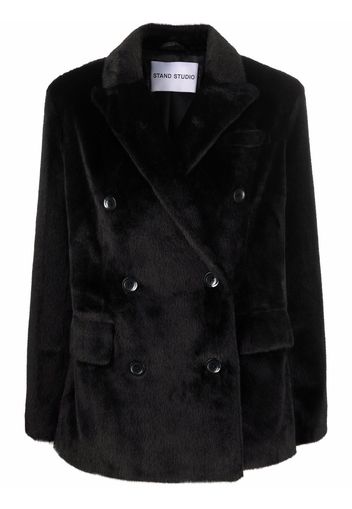 STAND STUDIO faux-fur double-breasted coat - Black