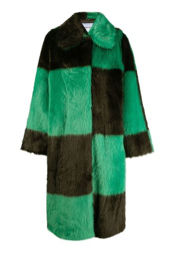 STAND STUDIO faux-fur checked coat - Green