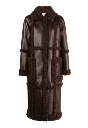STAND STUDIO contrast-trim faux-leather coat - Brown