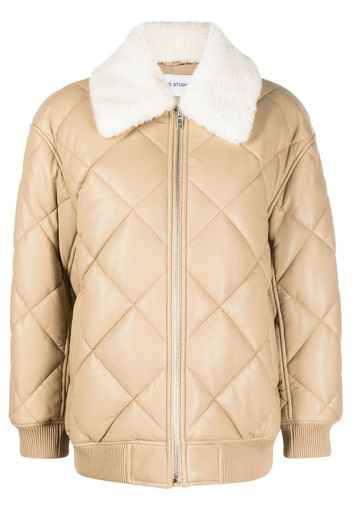 STAND STUDIO diamond-quilted faux-leather jacket - Neutrals