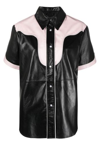 STAND STUDIO colour-block leather shirt - Black