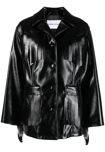 STAND STUDIO polished-finish single-breasted jacket - Black