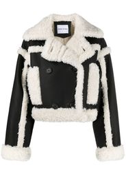 shearling trim crop jacket