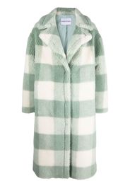 STAND STUDIO check-pattern single-breasted teddy coat - Green