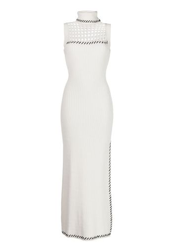 STAUD contrast-stitch ribbed-knit dress - White