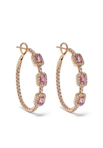 18kt rose gold diamond sapphire hoop earrings