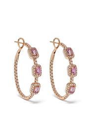18kt rose gold diamond sapphire hoop earrings