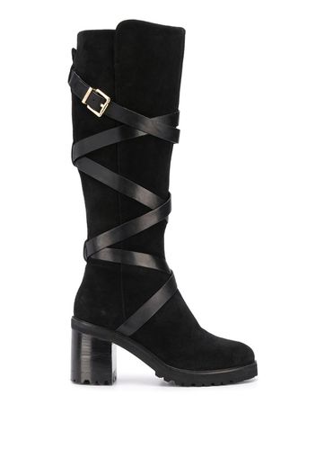 buckled chunky-heel boots