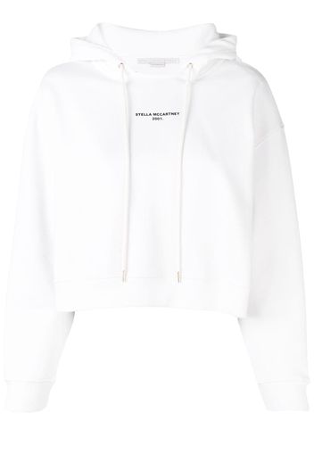 Stella McCartney cropped logo print hoodie - White
