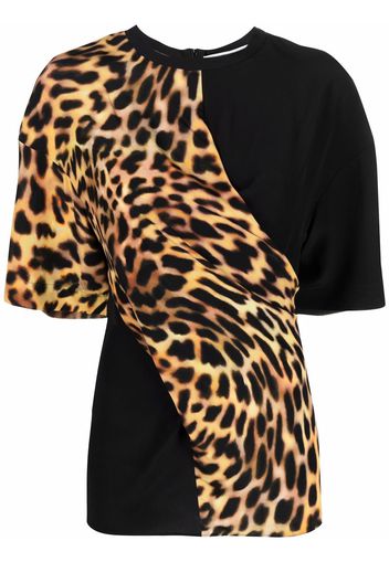 Stella McCartney cheetah print panel T-shirt - Black