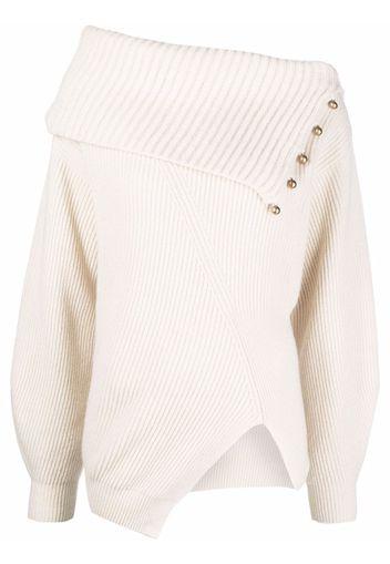 Stella McCartney asymmetric button-embellished jumper - White