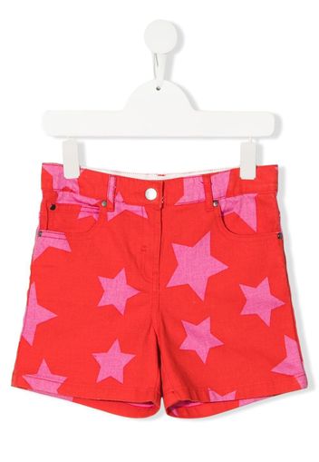 Stella McCartney Kids star-print denim shorts - Red