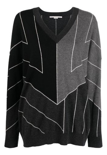 Stella McCartney stripe-print V-neck jumper - Grey