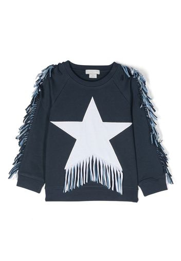 Stella McCartney Kids cotton star-print fringed sweatshirt - Blue