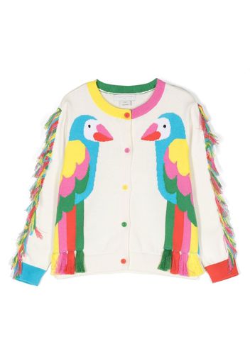 Stella McCartney Kids bird intarsia-knit tassel cardigan - White