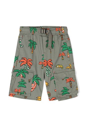 Stella McCartney Kids palm tree-print cargo shorts - Green