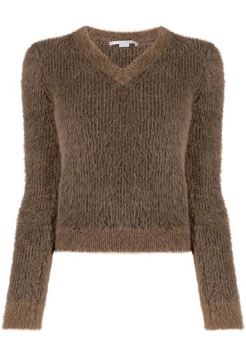 Stella McCartney Fluffy V-neck knitted jumper - Brown