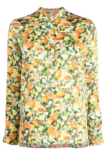 Stella McCartney floral-print band-collar silk shirt - Green