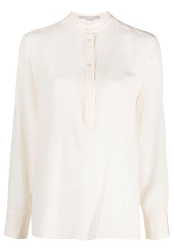 Stella McCartney band-collar silk blouse - Neutrals