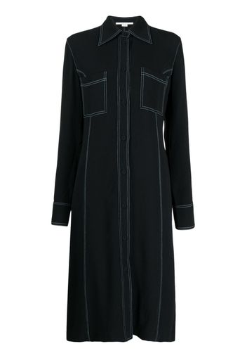 Stella McCartney contrast-stitching midi shirtdress - Black