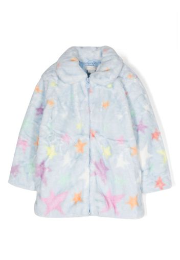 Stella McCartney Kids star-print shearling jacket - Blue