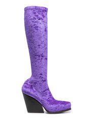 Stella McCartney velour knee-high boots - Purple
