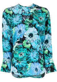 Stella McCartney floral-print long-sleeve silk blouse - Blue