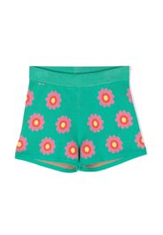 Stella McCartney Kids knitted floral-print shorts - Green