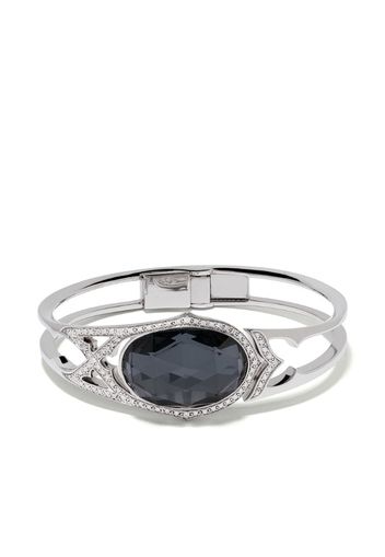 18kt white gold Crystal Haze Love diamond, quartz and hematite bangle