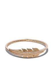 18kt yellow gold Magnipheasant pavé diamond open feather bangle