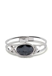 18kt white gold Crystal Haze Love diamond, quartz and hematite bangle