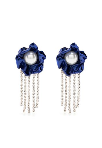 Sterling King Titania pearl crystal drop earrings - Blue