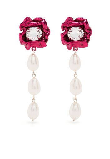 Sterling King Lola crystal pearl drop earring - Pink