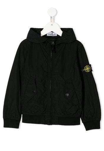 zip-up hooded jacket