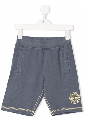 Stone Island Junior logo-embroidered bermuda shorts - Blue