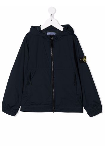 Stone Island Junior logo-patch hooded jacket - Blue