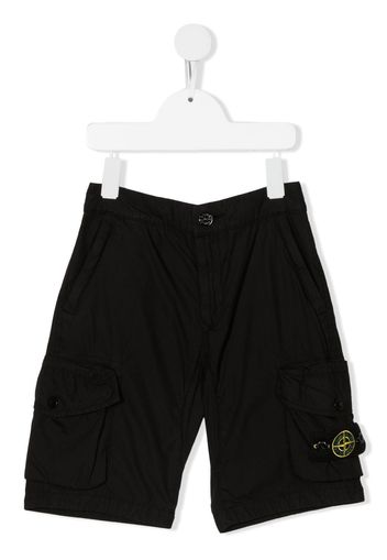 Stone Island Junior logo-patch shorts - Black