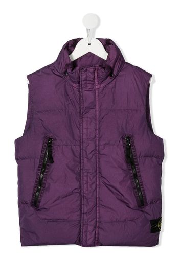 Stone Island Junior feather-down hooded gilet - Purple