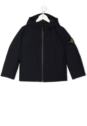 Stone Island Junior logo-patch hooded jacket - Blue