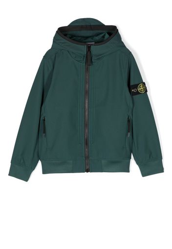 Stone Island Junior logo-patch hooded jacket - Green