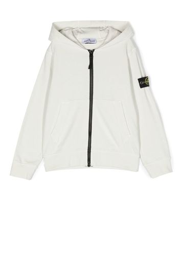 Stone Island Junior logo-patch zip-up hooded jacket - Grey