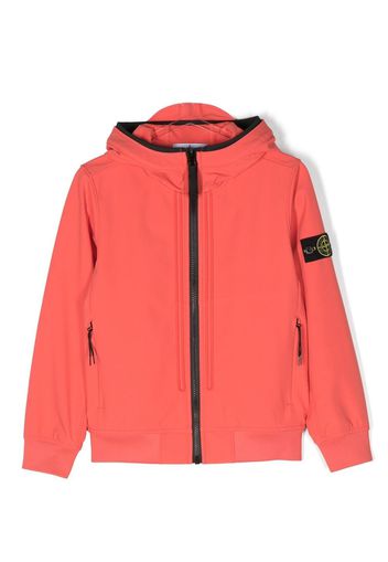 Stone Island Junior logo-patch hooded jacket - Red